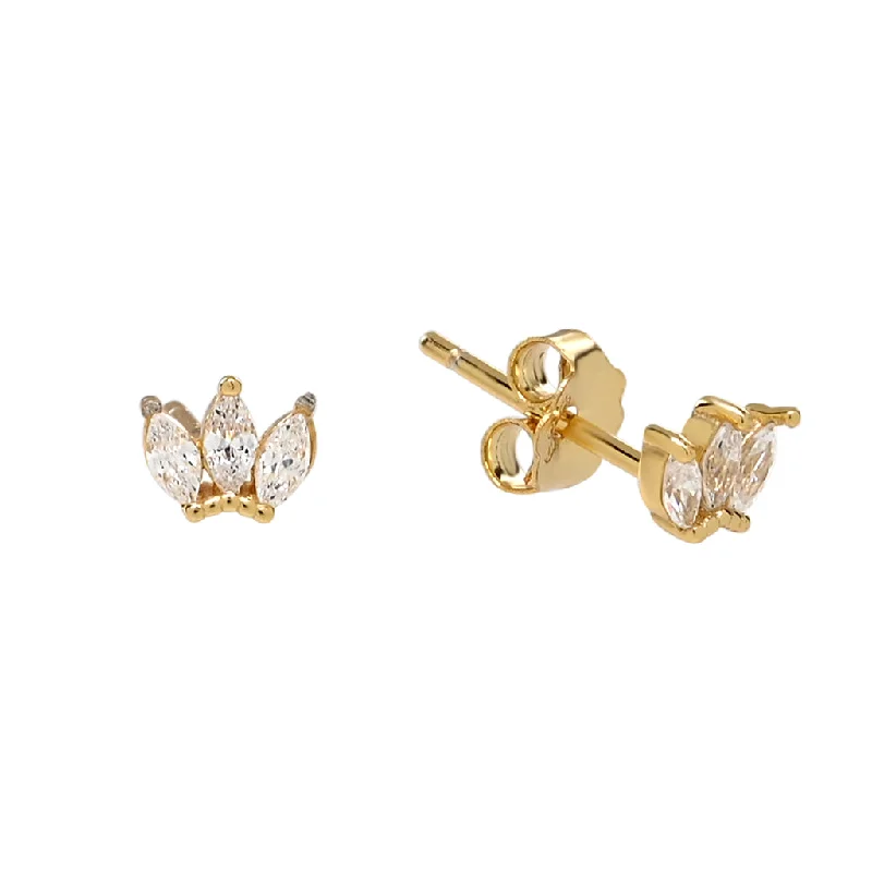 Best hoop earrings with minimal embellishments for a sleek and modern look-Triple Marquise CZ Studs