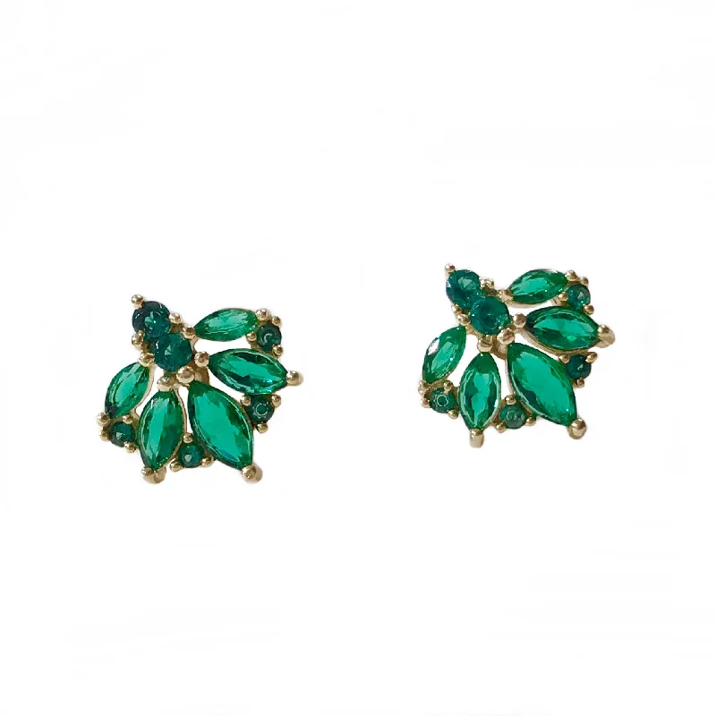 Best hoop earrings with braided leather for a rustic, stylish finish-Emerald Cluster Earrings