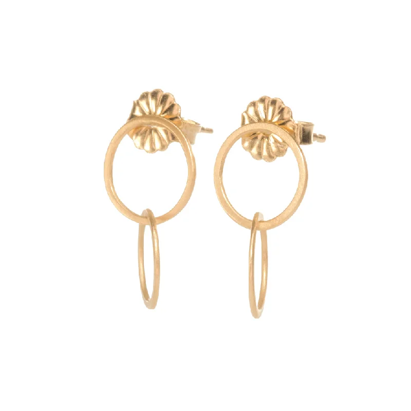 Best hoop earrings with vintage-style detailing for a nostalgic and timeless look-<!--ER814-->double circle stud drops