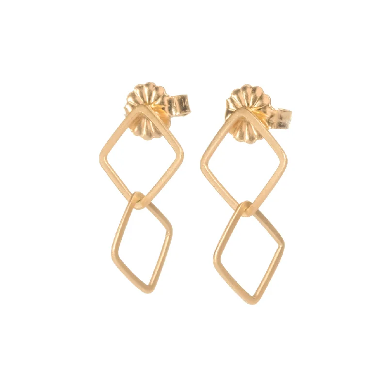 Hoop earrings with braided patterns for a detailed and textured finish-<!--ER816-->double square stud drops