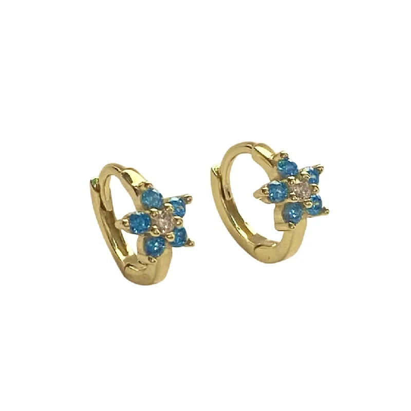 Medium hoop earrings for an everyday look with the perfect balance of style-Flower Birthstone Huggies