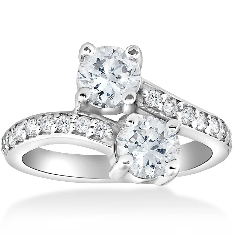 Engagement rings with floral-inspired sapphire bands -Forever Us 14k White Gold 2ct TDW Diamond Engagement Ring