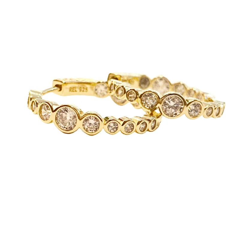 Best hoop earrings with Swarovski crystals for added sparkle and luxury-Graduated Bezel French Clasp 1” Hoops