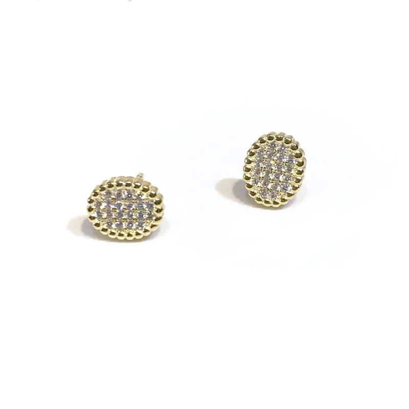 Small hoop earrings for a delicate and understated everyday wear-Geovana Oval Pave Studs