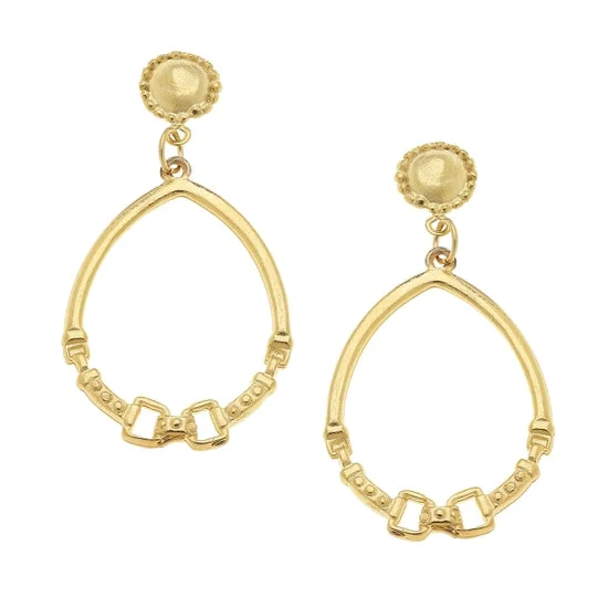 Best hoop earrings with custom engravings for a personalized and meaningful gift-Gold Cab & Horsebit Earrings Susan Shaw