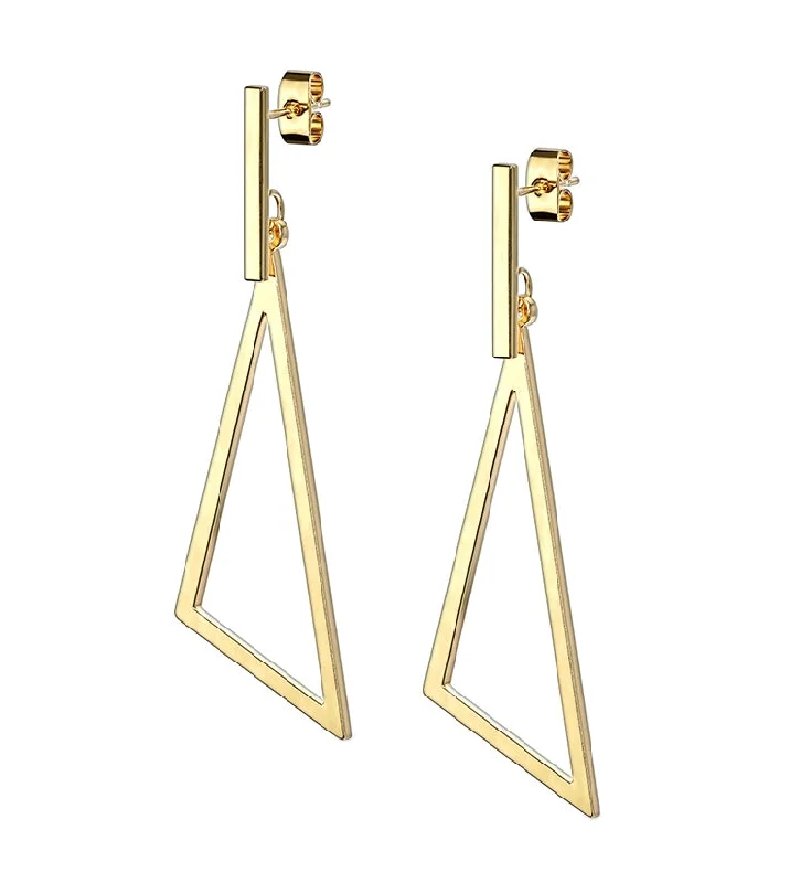 Best hoop earrings with hammered gold for a rustic yet elegant look-Gold PVD Acute Hanging Earrings