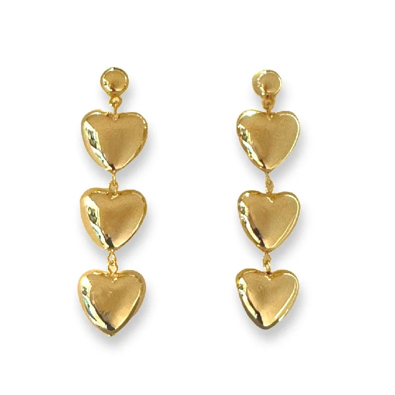 Best hoop earrings with snake-inspired designs for an edgy and fierce vibe-Golden Hearts Statement Earrings