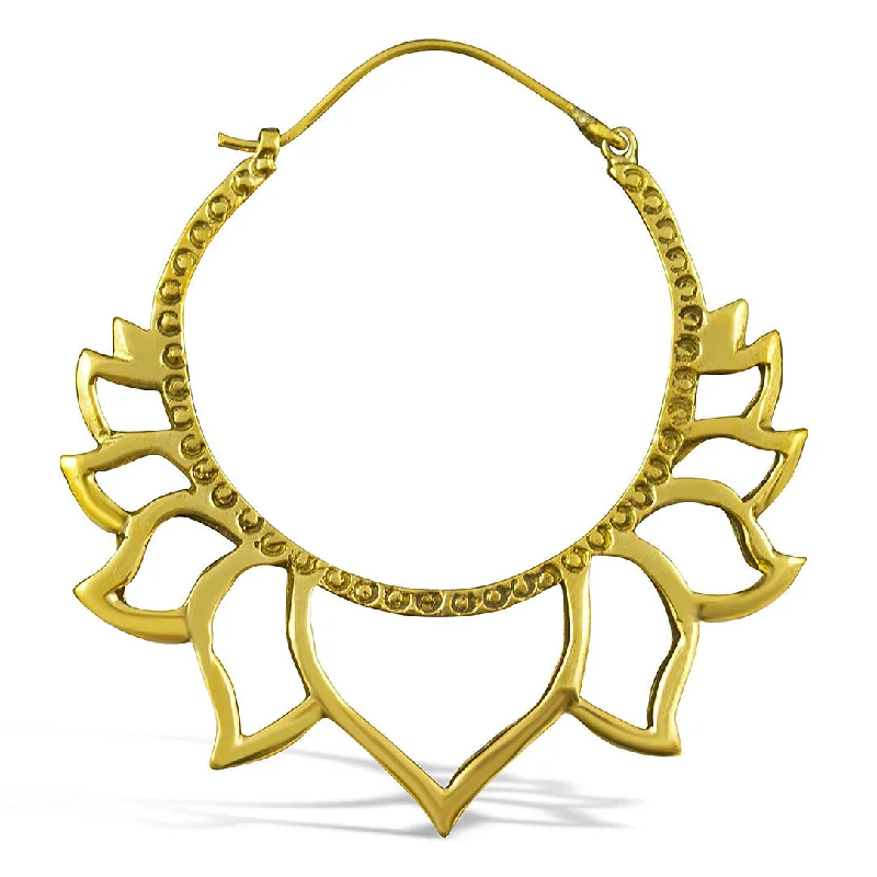 Hoop earrings with abstract wirework for an artistic, unique look-<span>BRE-311<span>: </span></span>Golden Lotus Hoops