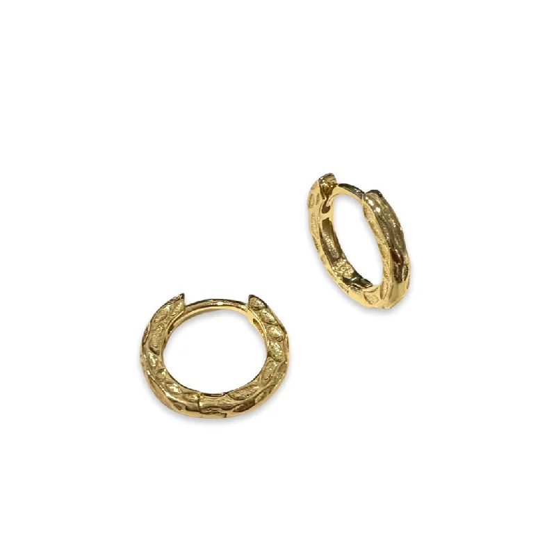 Hoop earrings with a chunky design for a bold and trendy statement-Haggy Textured Hoop Huggies