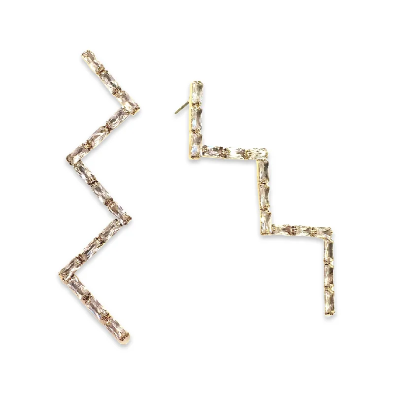 Hoop earrings with heart-shaped frames for a romantic and feminine look-Krista Zig Zag Statement Earrings