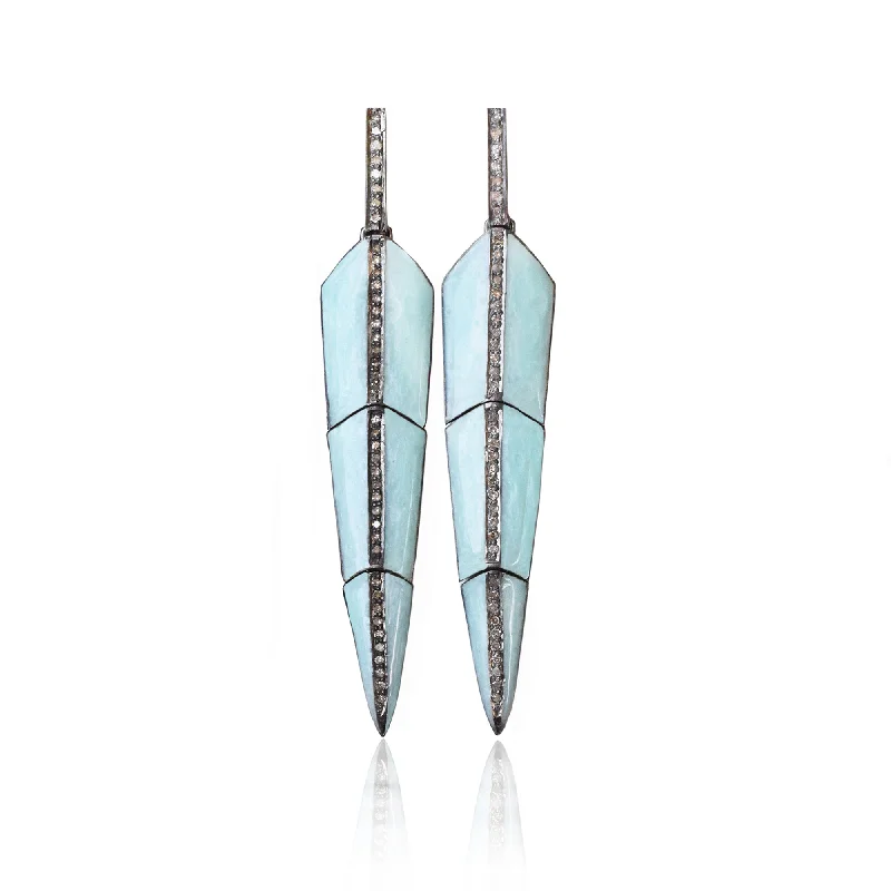 Best hoop earrings with matching bracelets for a coordinated jewelry set-Pearl Turquoise Enamel Feather Earrings