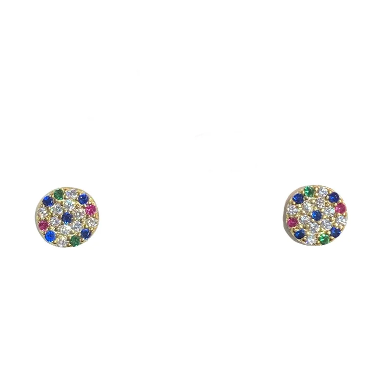 Hoop earrings with resin accents for a bold and colorful design-Multicolor Evil Eye Studs