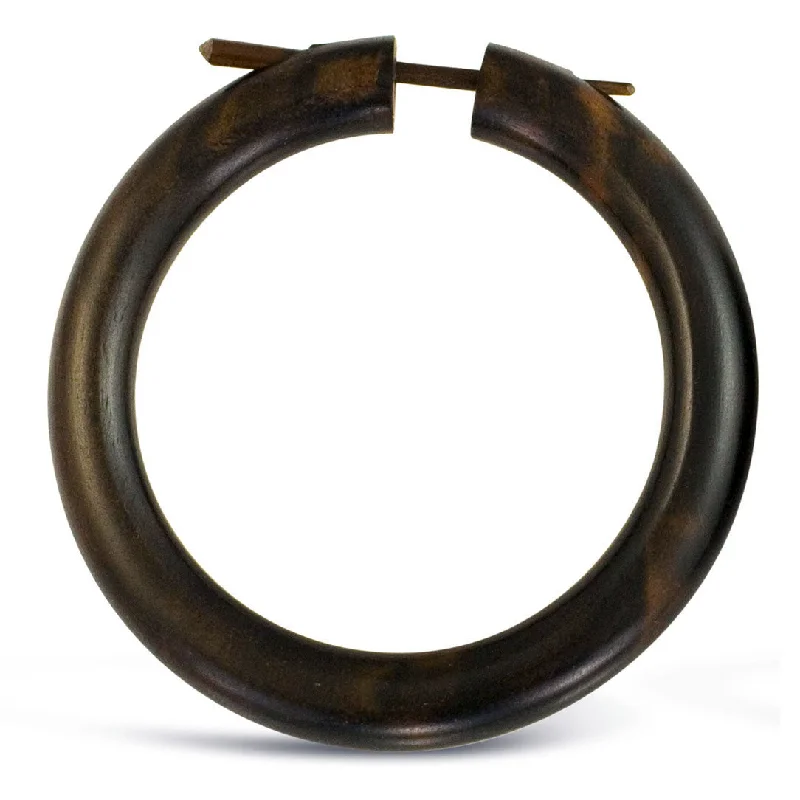 Hoop earrings with a chunky design for a bold and trendy statement-<span>ERW-223<span>: </span></span>Namaya Hoops - Black Wood