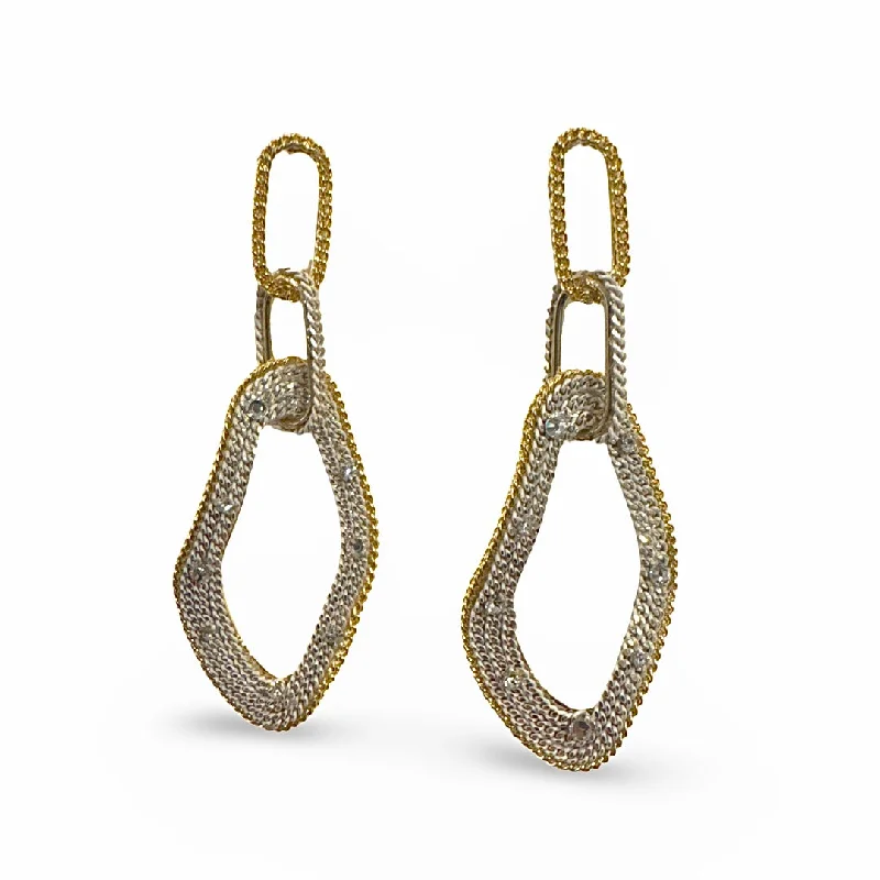 Classic hoop earrings with a thin profile for a sleek and subtle style-Noellery Antique Chain Linked Sparkle Statement Earrings