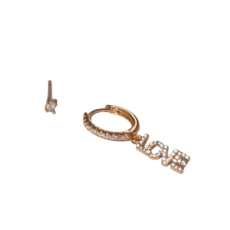 Best hoop earrings with sterling silver for an affordable and chic design-Noellery Rose Gold Love Huggie Clear Stud Set