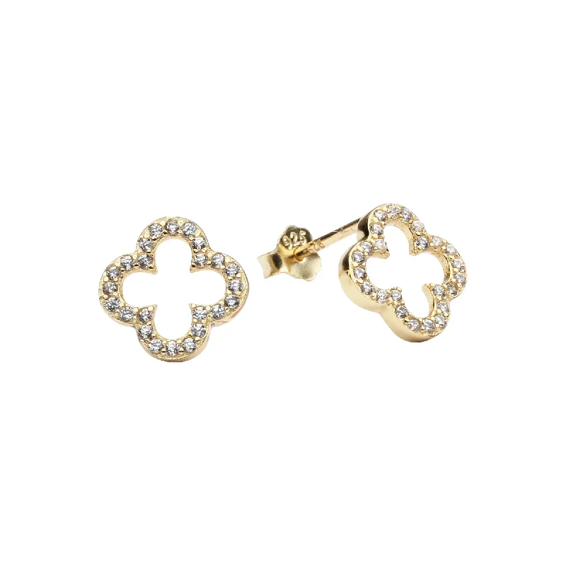 Hoop earrings with leather accents for a sleek and bold combination-CZ Clover Studs