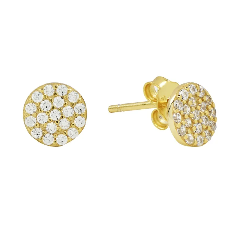 Hoop earrings with a chunky design for a bold and trendy statement-CZ Circle Pave Studs