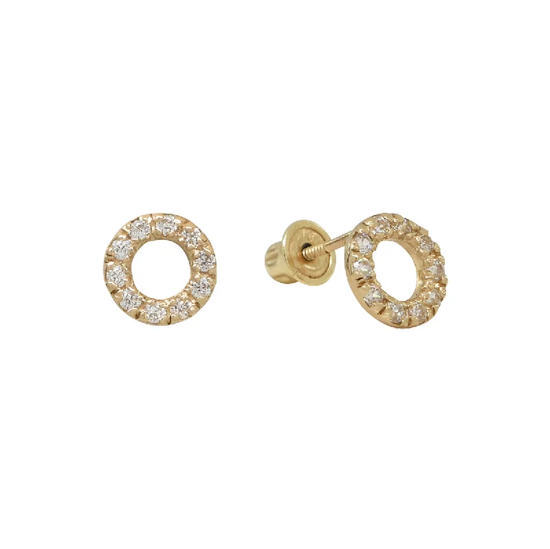 Hoop earrings with removable pendants for a versatile and customizable accessory-10k Solid Gold CZ Circle Cutout Studs