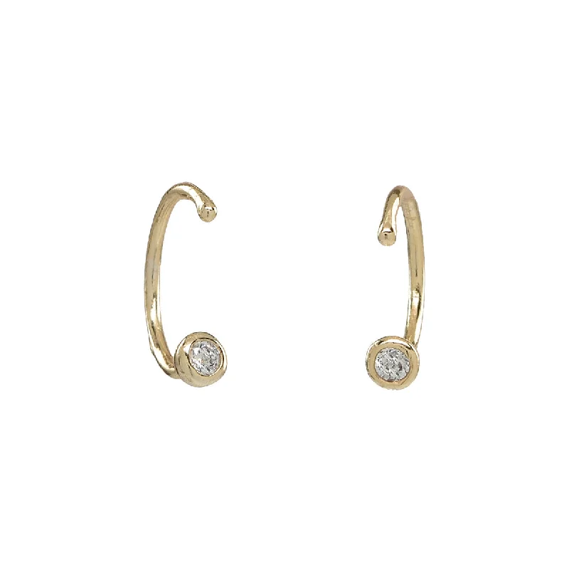 Hoop earrings with hammered textures for a boho-chic and rustic vibe-CZ Open Huggies