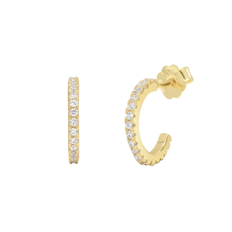 Hoop earrings with cut-out designs for a creative and lightweight effect-CZ Huggie Studs