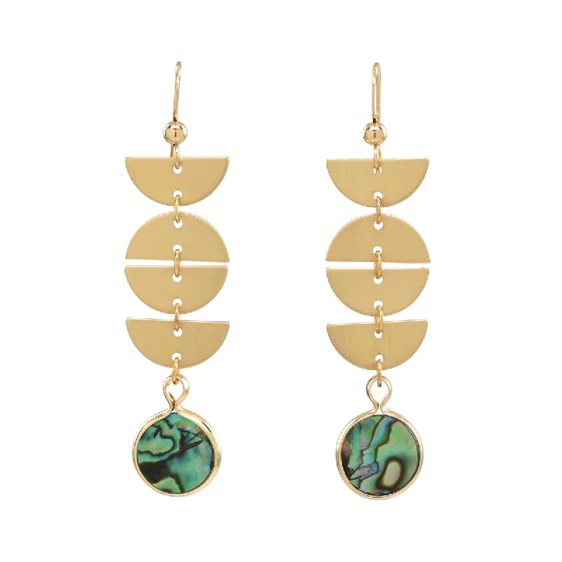 Stylish hoop earrings with diamond accents for an elegant and sparkling effect-Half Moon Drop Abalone Stone Earrings