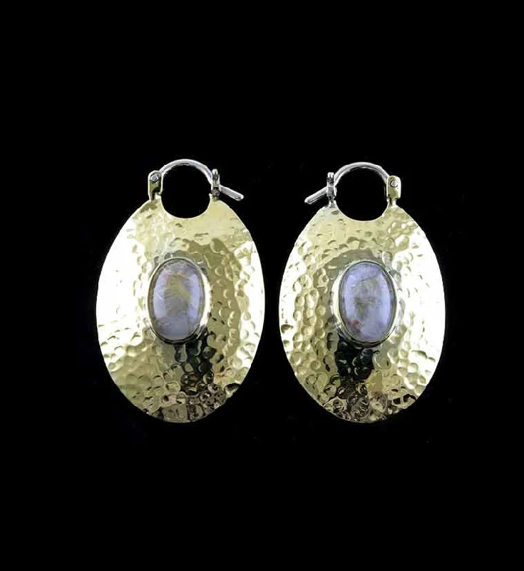 Best hoop earrings with intricate beaded details for a textured, stylish appearance-Oviform Hammered Brass Hangers - Earrings