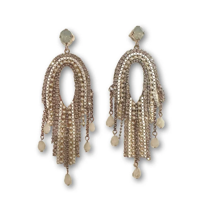 Hoop earrings with polished silver finish for a shiny, modern appeal-Paige Tassel Chandelier Statement Earrings