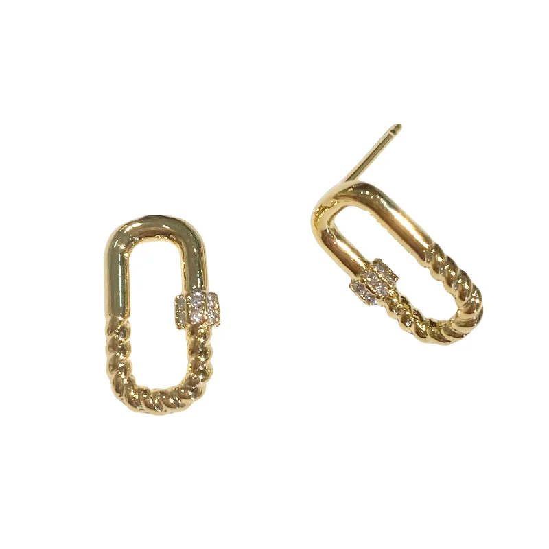 Best hoop earrings with asymmetrical designs for a fashion-forward, avant-garde look-Geovana Carabiner Rope Studs