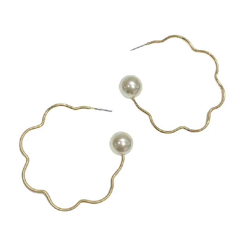 Hoop earrings with oversized pearl accents for a statement-making look-Pearlea Hoops