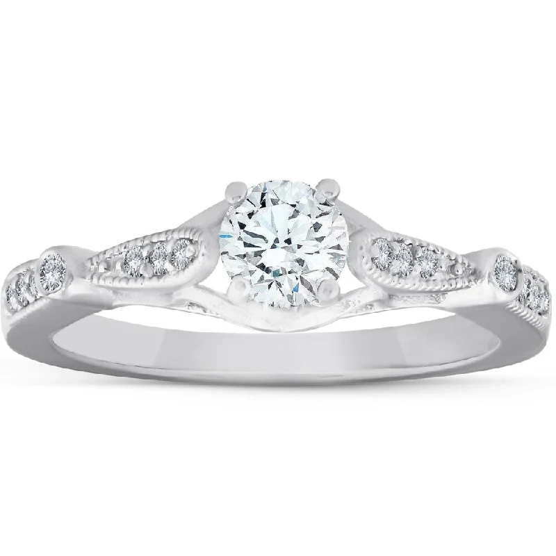 Engagement rings with cushion-cut aquamarine stones -Platinum 3/4 Ct Round Cut Diamond Engagement Ring