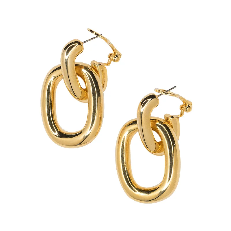 Best hoop earrings with Swarovski crystals for added sparkle and luxury-Polished Gold Doorknocker Pierced Earrings