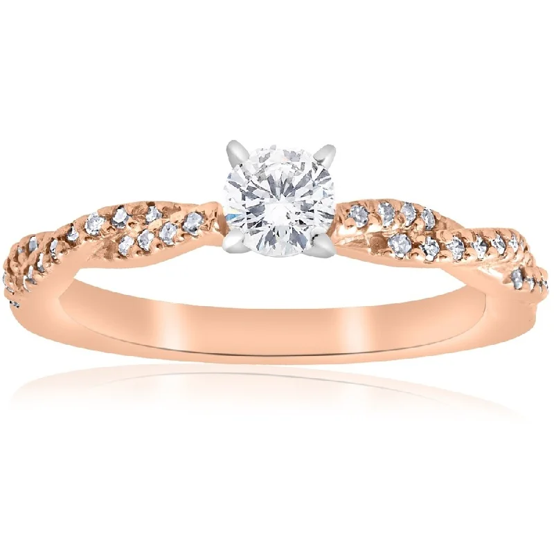 Engagement rings with bold coral for vibrancy -Pompeii3 14k Rose Gold 1/2 ct TDW Diamond Engagement Infinity Ring - White