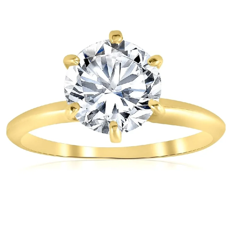 Engagement rings with split-shank topaz designs -Pompeii3 14k Yellow Gold 2 Ct Moissanite Solitaire Engagement Ring