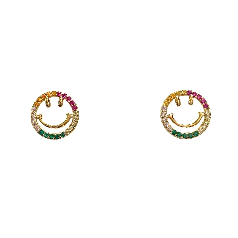 Classic hoop earrings with a thin profile for a sleek and subtle style-Rainbow Smile Earrings