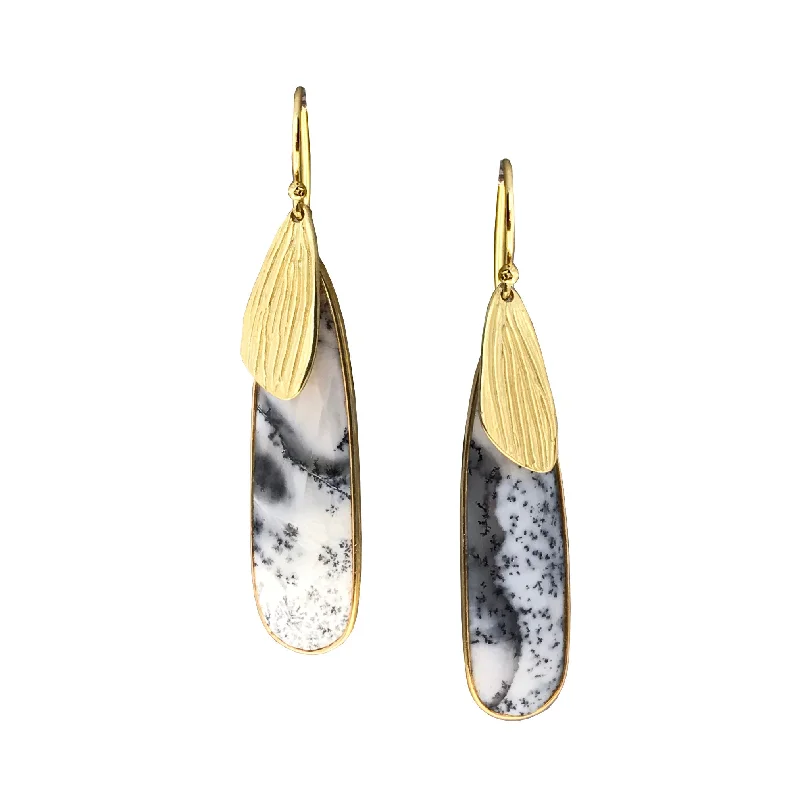 Hoop earrings with braided patterns for a detailed and textured finish-Reed Dendritic Opal Earrings