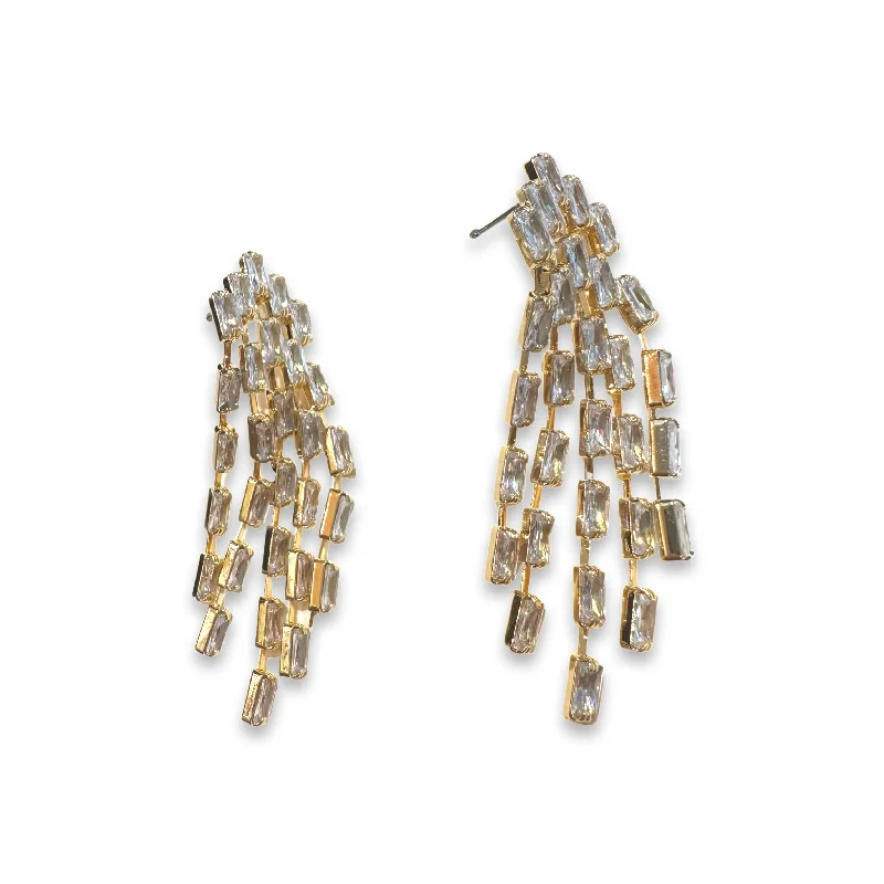 Hoop earrings with enamel stripes for a colorful and eye-catching design-Crystal Tassel Statement Earrings