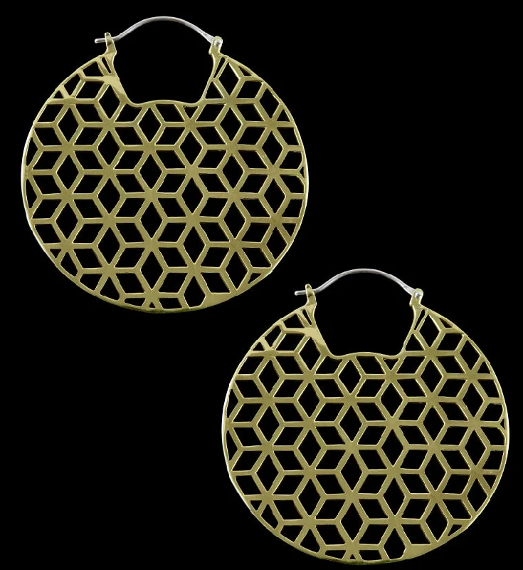 Best hoop earrings with twisted rope designs for a nautical-inspired style-Rhombi Brass Earrings - Weights