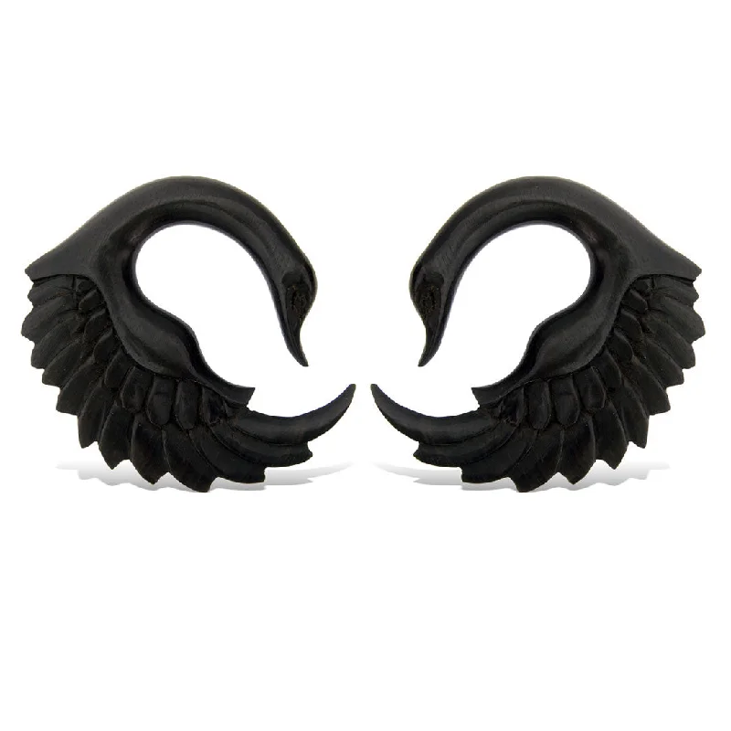 Best hoop earrings with oval shapes for a unique and elongated design-<span>EXW-341<span>: </span></span>Sankofa Swans - Wood