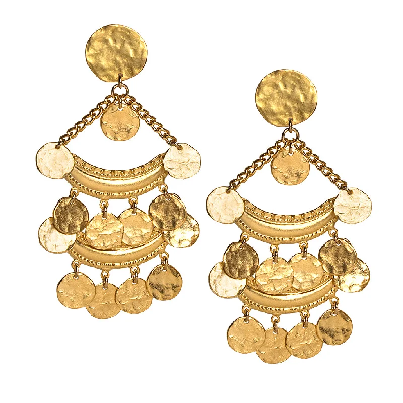 Hoop earrings with pearl accents for a chic and classic style-Layered Gold Coin Pierced Earrings