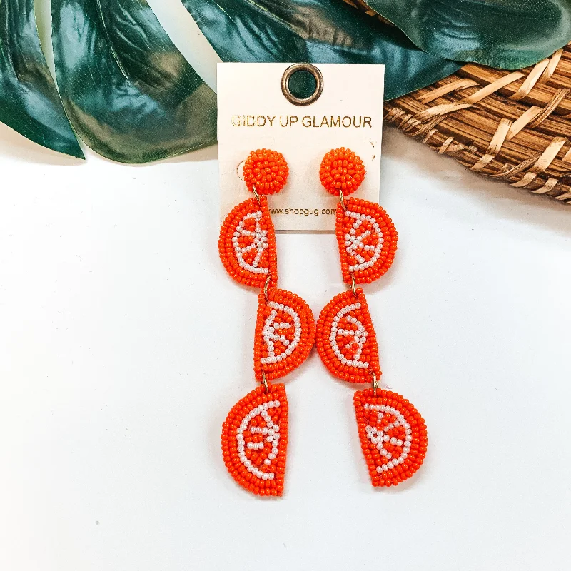 Best hoop earrings with gold-plated finishes for an affordable luxury vibe-Seed Bead Orange Earrings