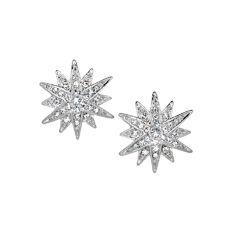 Best hoop earrings with minimalist designs for a clean and modern aesthetic-Crystal Starburst Pierced Earrings