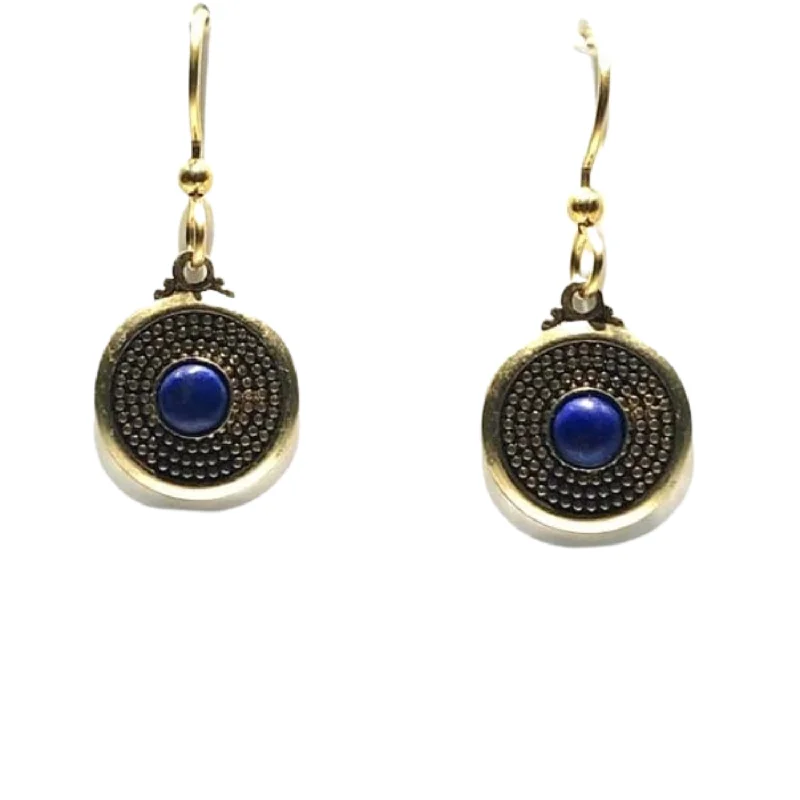 Unique necklaces and pendants with gemstones for a colorful and vibrant statement-Silver Forest Beaded Circle with Round Lapis Stone Pierced Earrings