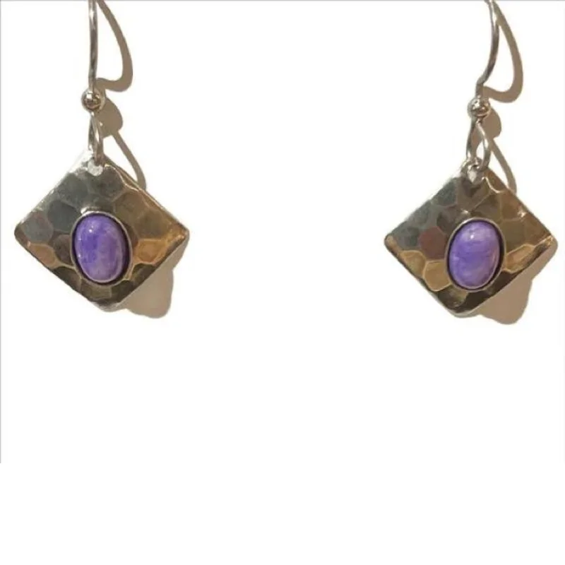 Best necklaces and pendants for weddings with matching designs for bride and groom-Silver Forest Silver Frost with Charoite Stone Earrings