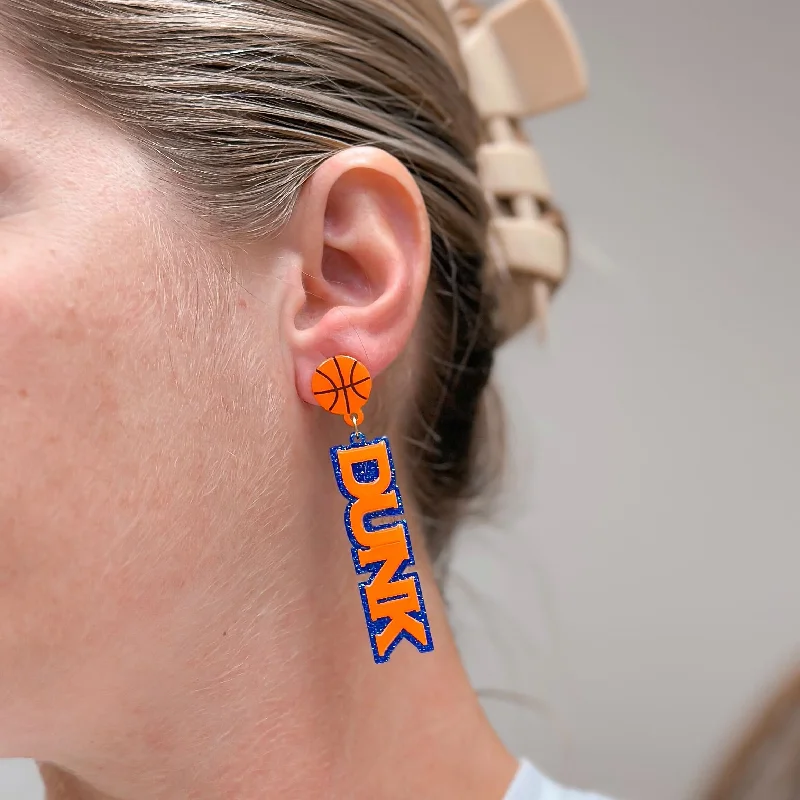 Best hoop earrings with Swarovski crystals for added sparkle and luxury-'Slam Dunk' Statement Dangle Earrings - Blue & Orange