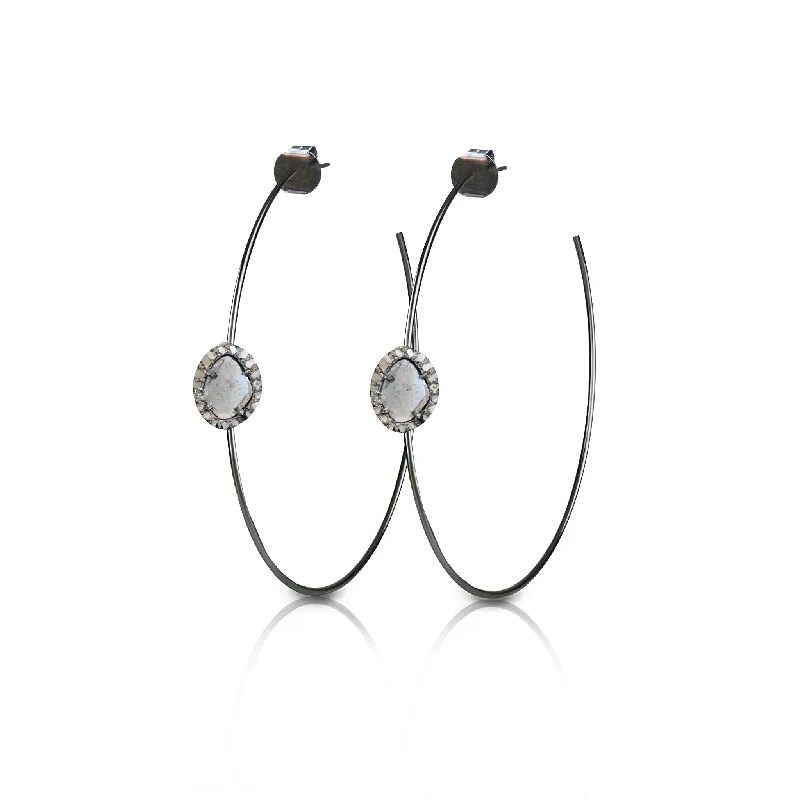 Best hoop earrings with marbled designs for a trendy and artistic effect-Sliced Diamond Hoops