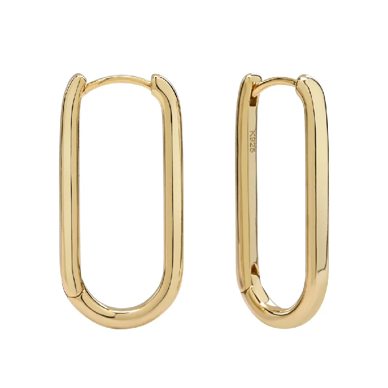 Hoop earrings with cut-out designs for a creative and lightweight effect-Smooth Oval Hoops