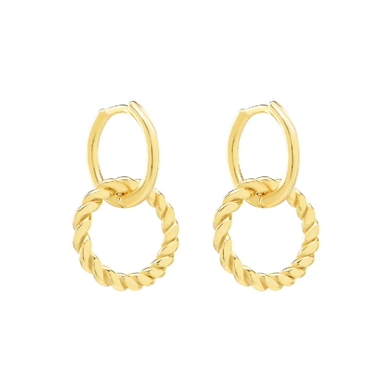 Hoop earrings with multi-tone finishes for a colorful and layered effect-Smooth & Twisted Detachable Huggies