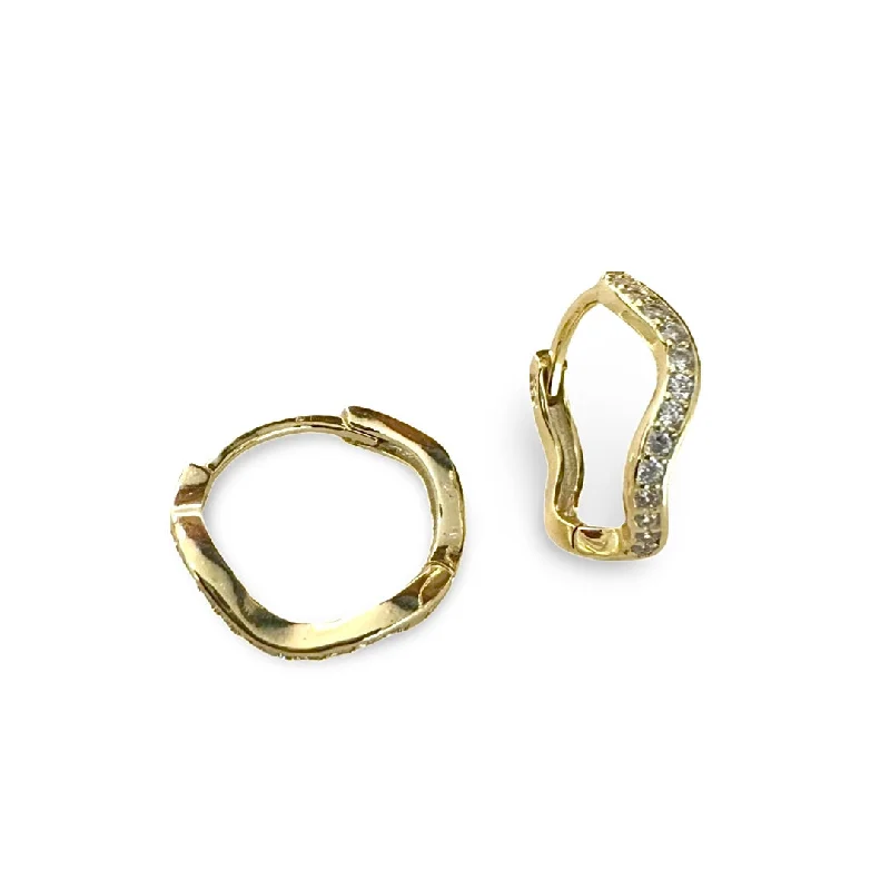 Hoop earrings with satin finishes for a smooth and elegant appearance-Sparkle Wavy Huggies