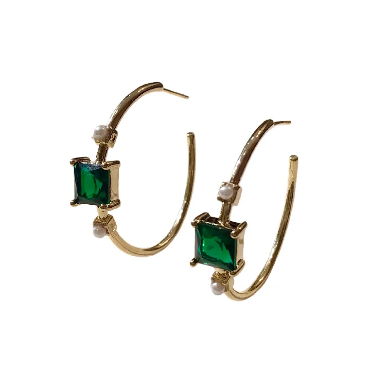 Best hoop earrings with Swarovski crystals for added sparkle and luxury-Square Pearl Bezel Hoops