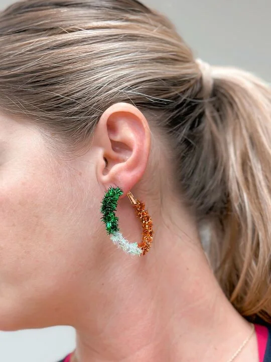 Best hoop earrings with rose gold for a romantic and warm aesthetic-St. Patrick's Day Tinsel Hoop Earrings